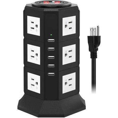 China TOPEREK Residential / General Purpose Multi-Purpose Power Strip 8 AC Outlets & 5 Port USB Vertical Tower Charging Outlet, Dorm Room Bases for sale