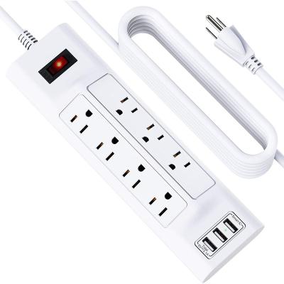 China Residential/Multi-Purpose 7-Outlet Surge Protector Power Strip with 4 USB Ports, Flat Plug, Overload Protection, Wall Mountable Outlet for sale