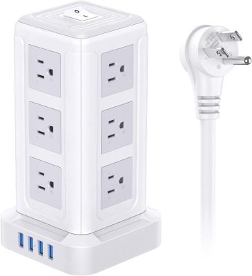 China Intelligent Vertical Residential/Multi-Purpose Tower Mains Power Electrical elect. Multifunctional Strip Extension Socket 4 USB Port Adapter With Switch for sale