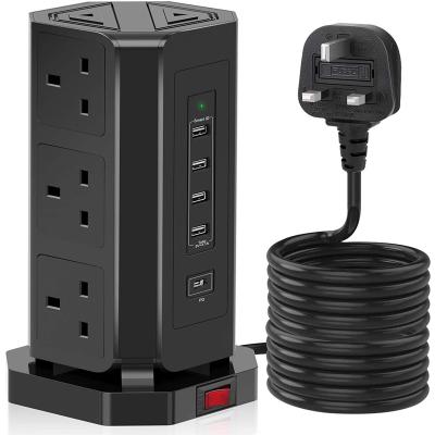 China 220V Residential / General Purpose UK Vertical Outlet with USB - One 13 Amp CE Power Outlet USB Charging Socket and USB-C Tower Shape Extension Socket for sale