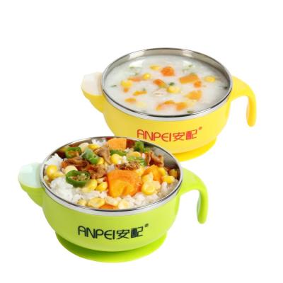 China Minimalist Baby Care Products Feeding Supplies Stainless Steel Double Layer Water Injection Insulated Baby Bowl for sale