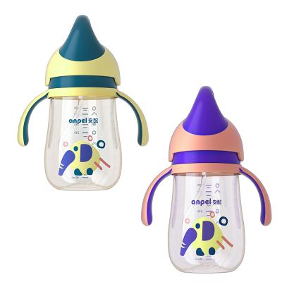 China BPA free baby cup cartoon elephant silicone ppsu slip baby straw cup training bottle for sale