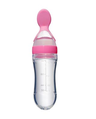 China Food Grade Bpa Free Bpa Free With Silicone Spoon Feeding Bottle Silicone Bottle Spoon Feeder for sale