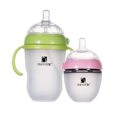 China BPA Free Food Grade Manufacturers Produce Bpa Free Wide Diameter Silicone Nipple Silicone Baby Bottles for sale