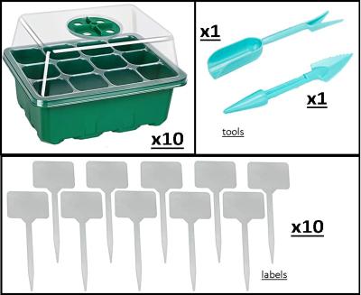 China Biodegradable Plastic Seedling Tray Propagator Greenhouse Garden Seed Tray Seedling Germination Tray Plastic Transplanter Tray for sale