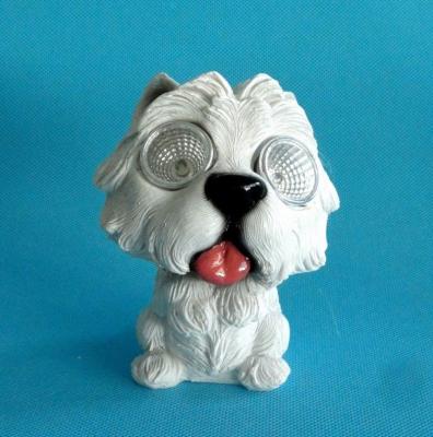 China Europe Chinese Factory Custom Handmade Led Solar Light,Hot New Products Resin Figure Figurine Statue Of The White Dog for sale