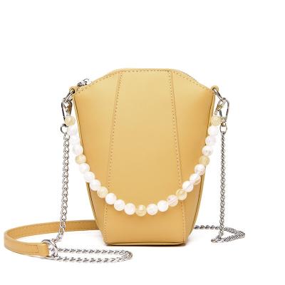 China Fashion New Style Wholesale Korean Pearl Bag Bucket Bag Chain Shoulder Messenger Beach Portable Tote Bag for sale