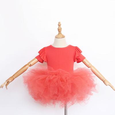 China Spring Short Sleeves Breathable Fully Kids Red Birthday Party Baby Dresses for sale