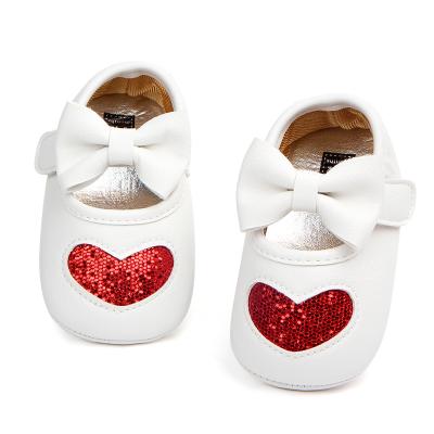 China Flat Infant Kids Heart Pattern Sequined Shoes For Baby Girl for sale