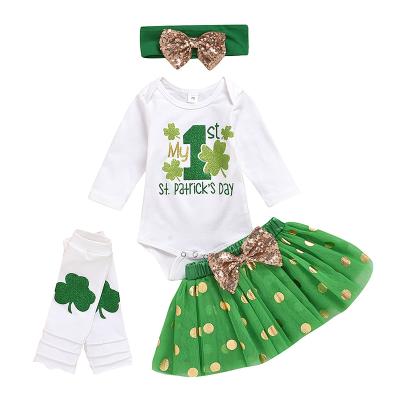 China New Arrival Babies Casual Clothes Set St. Patrick's Day Girls Outfit for sale