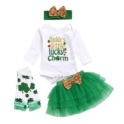 China 2019 casual new hot sale long sleeve letter print St. Patrick's Day spring 4 piece baby clothes for sale