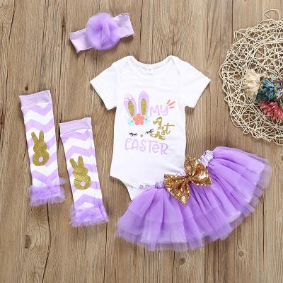 China Breathable Newborn Babies Easter Jumpsuit Tutu Skirt Set Newborn Baby Clothes for sale