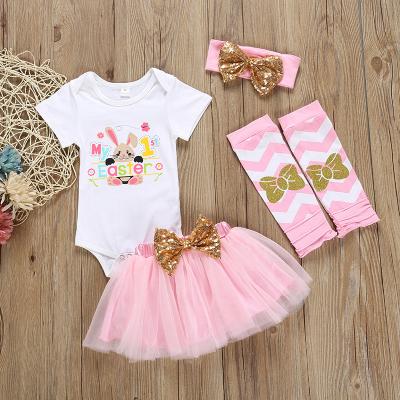 China Breathable Fashion Baby Infant Clothes Cartoon Rabbit Print Easter Babies Outfit for sale