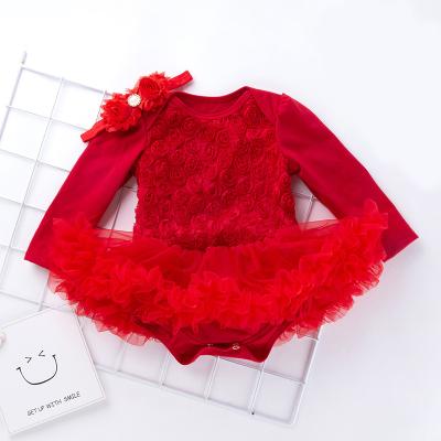 China Hot Sale Antibacterial Rose Flower Skirts Suit Valentine Dress Baby Clothes Two Piece Set for sale