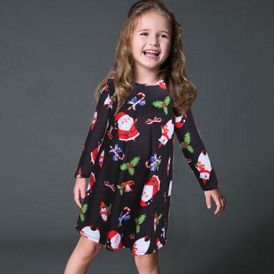 China Breathable Wholesale Christmas Boutique Clothing Baby Girl Floral Printing Dresses for sale