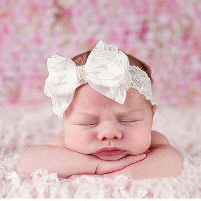 China New Sweet Bow Elastic Headband Crown Hair Band For Kids Baby Elastic Hair Band for sale