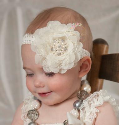 China Sweet fashion lace flower euramerian accessories crochet baby headband for sale