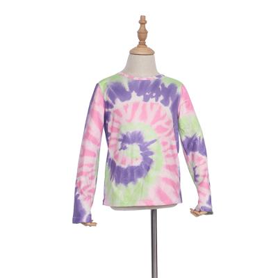 China Wholesale Tie Dye Drop Neck Round Neck Cotton&spandex Long Sleeve Breathable T-Shirts for sale