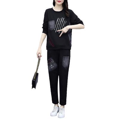 China Two-piece set of fall anti-pilling large size women's sportswear 2021 new loose Korean foreign style spring women's clothing leisure for sale