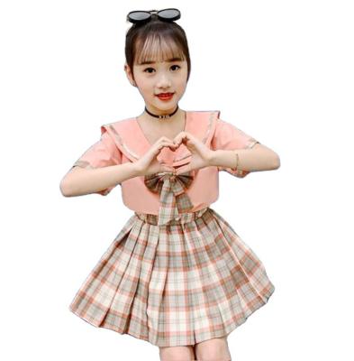 China 2021 Summer New Western Style Girls Costume Lolita Style Girls Net Red Little Girls' College Style Children's Skirt Two-piece Set for sale