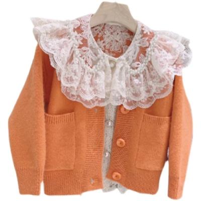 China Girl's Jacket Autumn Lolita Style Children's Clothes Wear Fashionable Girl Korean Style Simple Breasted Knit Cardigan Warm Sweater for sale