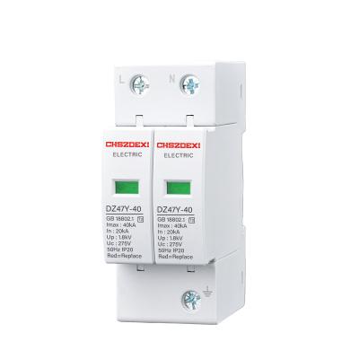 China 2P 40KA 110V220V275V385V415V420VLightning Protective Device Power SPD Surge Protector AC With CE DZ47Y for sale