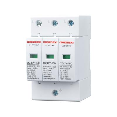 China 3P 150KA 110V220V275V385V415V420VLightning Protective Device Power SPD Surge Protector AC With CE DZ47Y for sale