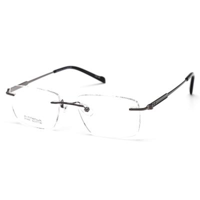 China New Design Myopia Rimless High Quality Optical Frame Optical Frames,Titanium Spectacle Frames Temple Custom for sale