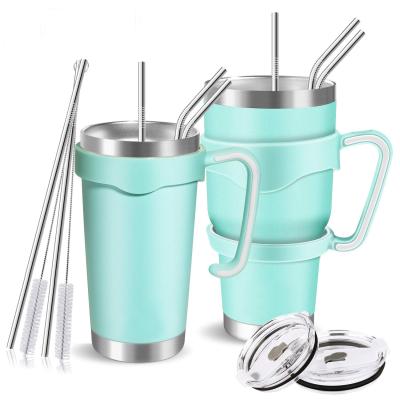 China 30 Oz Disposable Vacuum Insulated Stainless Steel Metal Tumbler With Straw for sale