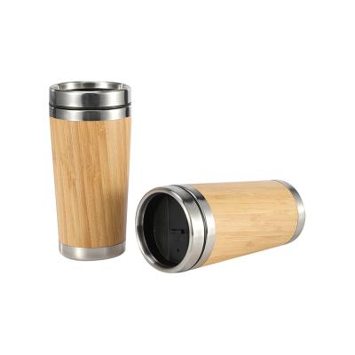 China Disposable Bamboo Tea Tumbler 500ML Double Wall Vacuum Insulated With Stainless Steel Tea Infuser for sale