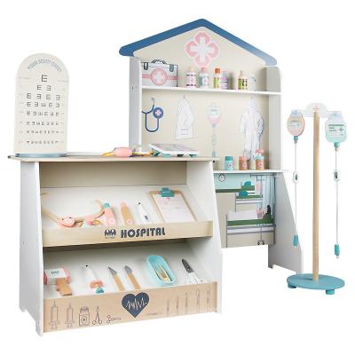 China Hot Sale Kids Bookcases Furniture Kids Large Wooden Hospital Pretend Play Room Set Doctor Role Play Kids Toys Educational Clinic Other Furniture Toys for sale