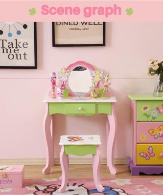 China Ner Extendable Wood Makeup Dresser Furniture Mirrored Dressing Table For Kids for sale