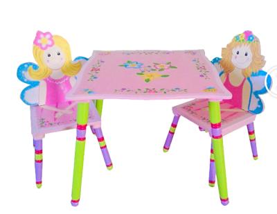 China Modern Children Study Table Kids Study Table Set 3-12 Years Old Wooden Children Study Table With Chairs Set In Pink à venda