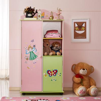 China Beautiful Convertible Fairy Style Princess Wardrobe Baby Wooden Coat Storage Cabinet Kids Furniture en venta