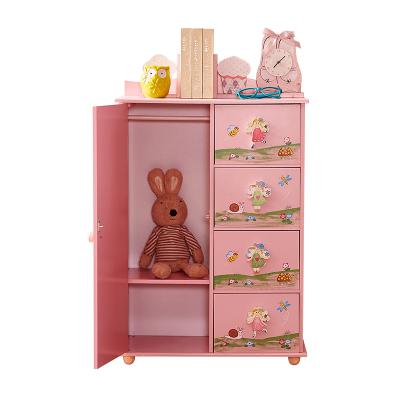 China Modern hot sale cartoon baby clothes cabinet wooden wardrobe for living room Te koop