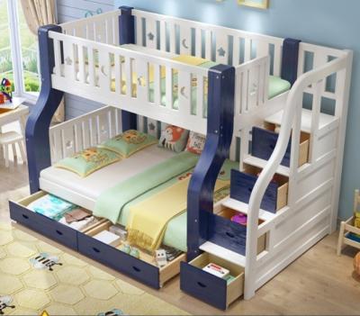 China Wooden Twin Above Full With Caster Drawers Step Wooden Bunk Bed White Kids TYKB007 en venta