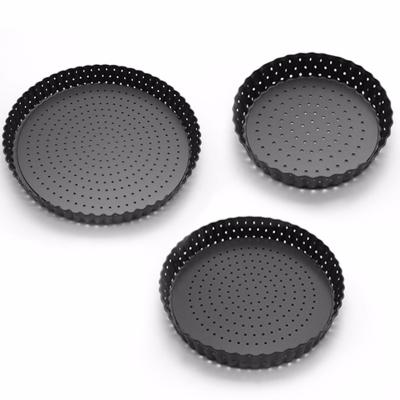 China Durable Perforated Carbon Steel Thickened Non-Stick Pizza Tray Pizza Tray With Bottom for sale