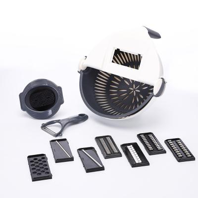 China Amazon Multi Functional Manual 9 In 1 Wet Shredder Fruit Drain Basket Blade Cutter for sale