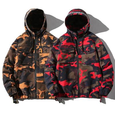 China High Quality Reversible Zipper Reflective Custom Track Jacket Stripe Hood Jacket Men Camouflage Top Jacket for sale