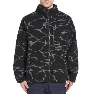 China Custom Plus Size Pattern Polyester Sherpa Fleece Mens Jacquard Jacket for sale