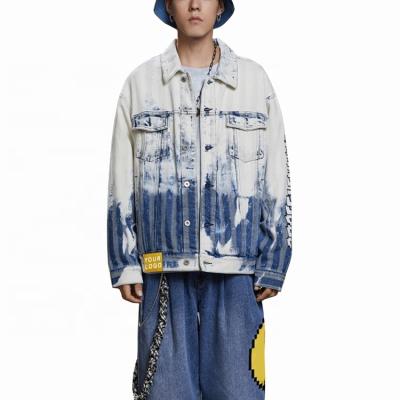 China Cotton Viable Fashion Men's Lattice Jacket Dip Dye Wash Denim Jackets Customized Button Denim Jacket for sale