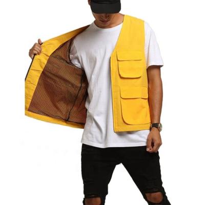 China New Fashion Anti Shrink Multi Pocket Street Invest Custom Mens Sleeveless Utility for sale