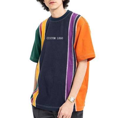 China 2020 Anti-wrinkle trendy street wear high quality multi color stripe plus size custom made t-shirt for men for sale