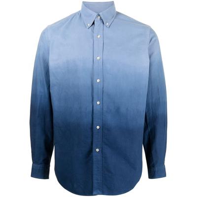 China Qingzhihuo Men's Casual Shirt 100% Cotton Anti-pilling Gradient Effect Shirt Custom Made Fabric Shirt for sale