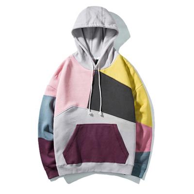 China Qingzhihuo Anti-shrink Oversized Simple Custom Hood Custom Cut And Sew Patchwork Multi Color Block Hoodie For Men for sale