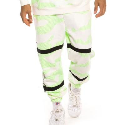 China Anti-Wrinkle Tie Dye Color Neon Green And Black Sleek Knickers For Men's High Street Design Sweatpants for sale