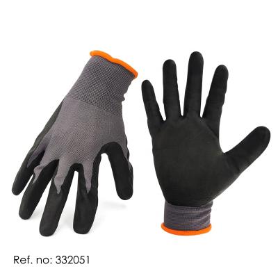 China Gardening and Work Lnitrile Gloves Coated Water Proof Safety Durable Gardening Black Gardening Gloves Men for Logistic Warehousing Engine Landscaping for sale