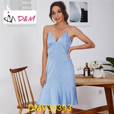 China D&M Fashion New Arrival Anti-Wrinkle Solid Color Dress Women Midi Satin Dress Sleeveless Sexy Backless Dress Dress for sale