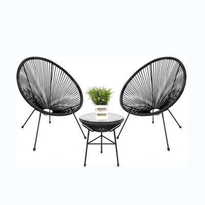 China French Weather Outdoor Furniture Outdoor Rope Dining Wicker Chair Peacock Pe Rattan Round Aluminum Patio Ratan Dining Outdoor Table and Chair Set for sale