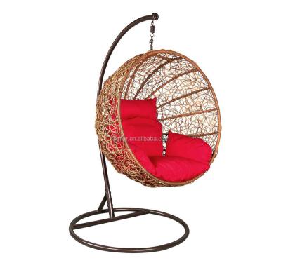 China Durable Hanging Chair With Round Frame Rattan Egg Garden Rattan Swing Hanging Chair for sale